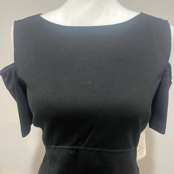 NWT Nue by Shani black cold shoulder mini dress womens size 10 - Picture 8 of 10